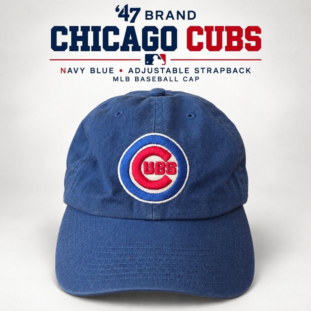 '47 Brand Chicago Cubs Hat Navy Blue Adjustable Strapback MLB Baseball Cap